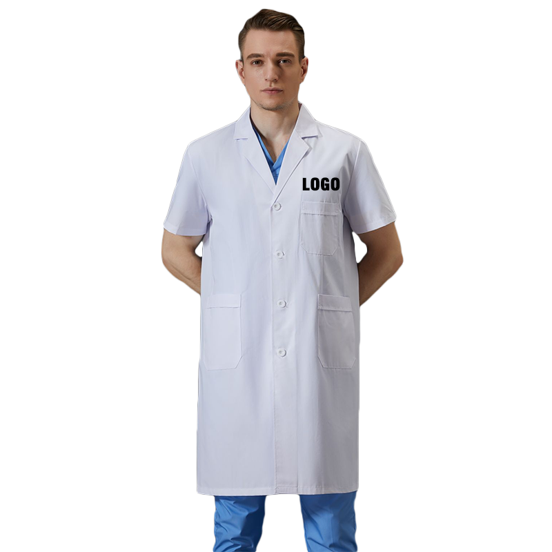 Medical Lab Logo - Personalisierte Unisex-Labormäntel für Herren, hochwertige, kurzärmlige